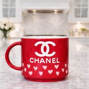 CHANEL Red Mug with Heart Accents